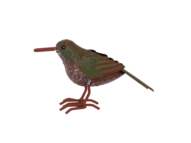 ° Oiseau métal gris et vert 18 x 4.5 x 10 cm