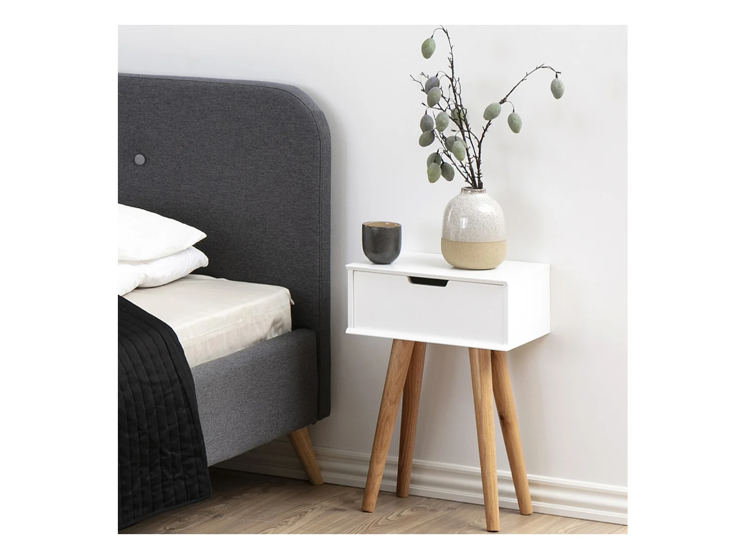 Table de chevet scandinave blanc LOKKA