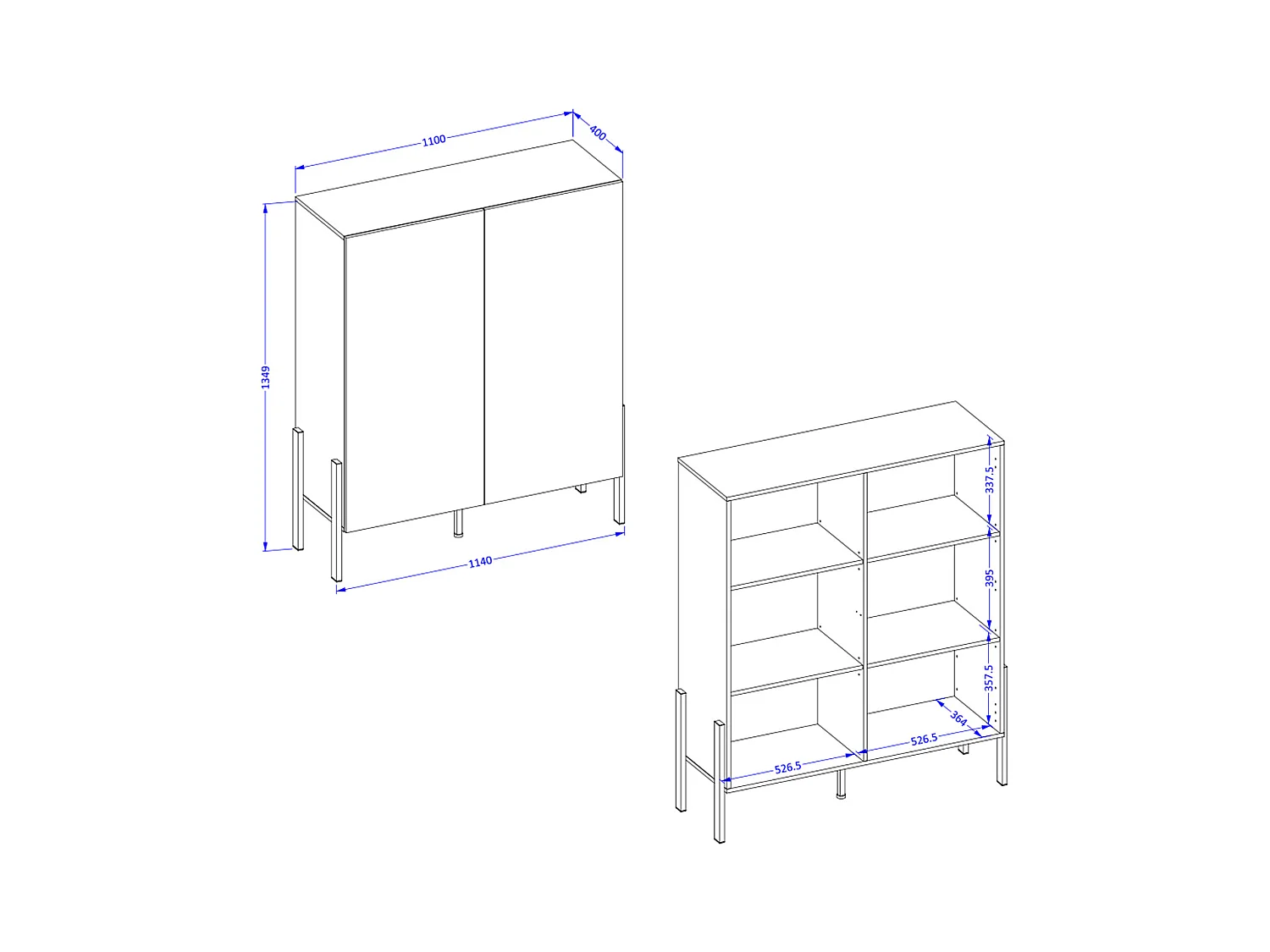 Buffet haut 2 portes Bérénice Blanc