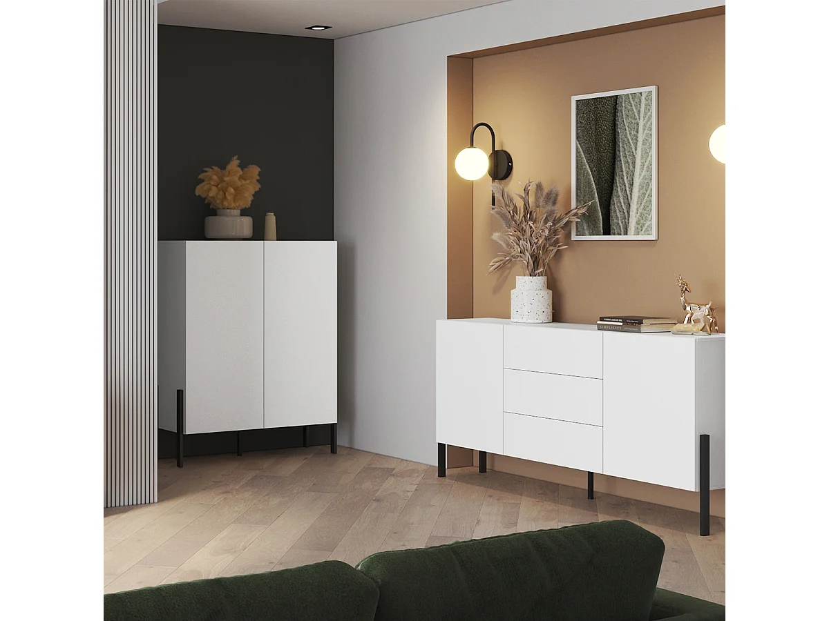 Buffet haut 2 portes Bérénice Blanc