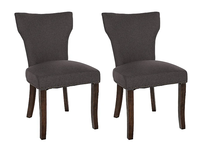 Lot de 2  chaise salle à manger - Tissu & Antique foncé - Gris foncé - Zadar