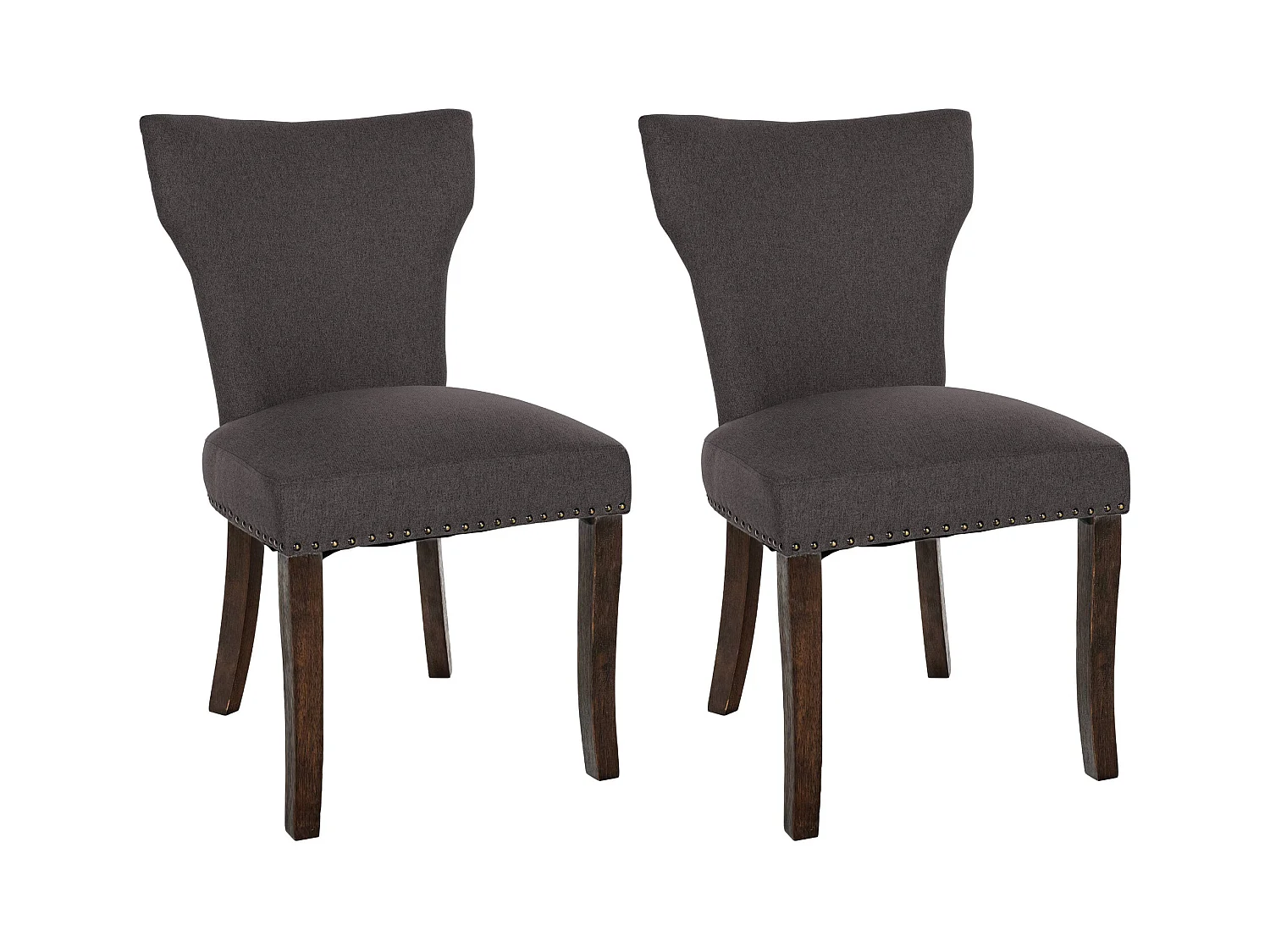 Lot de 2  chaise salle à manger - Tissu & Antique foncé - Gris foncé - Zadar