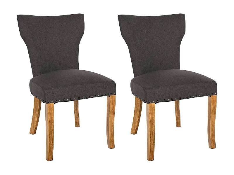 Lot de 2  chaise salle à manger - Tissu & Antique clair - Gris foncé - Zadar