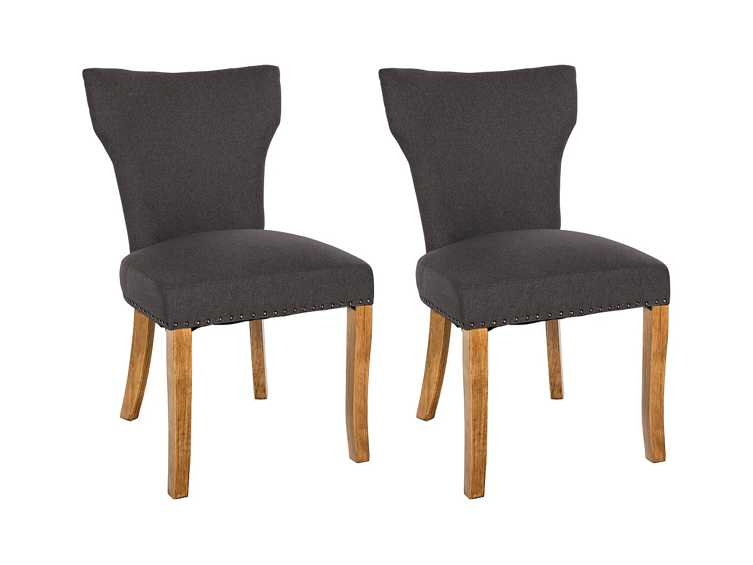 Lot de 2  chaise salle à manger - Tissu & Antique clair - Gris foncé - Zadar