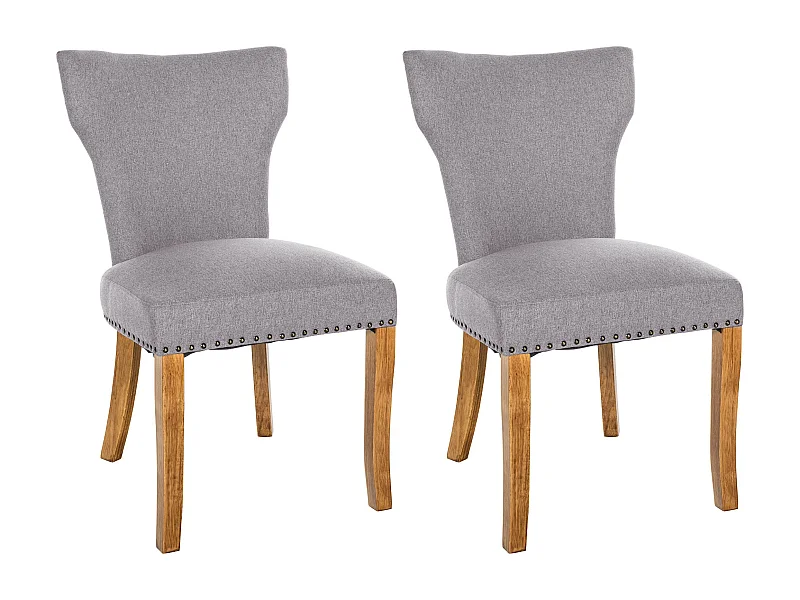 Lot de 2  chaise salle à manger - Tissu & Antique clair - Gris - Zadar