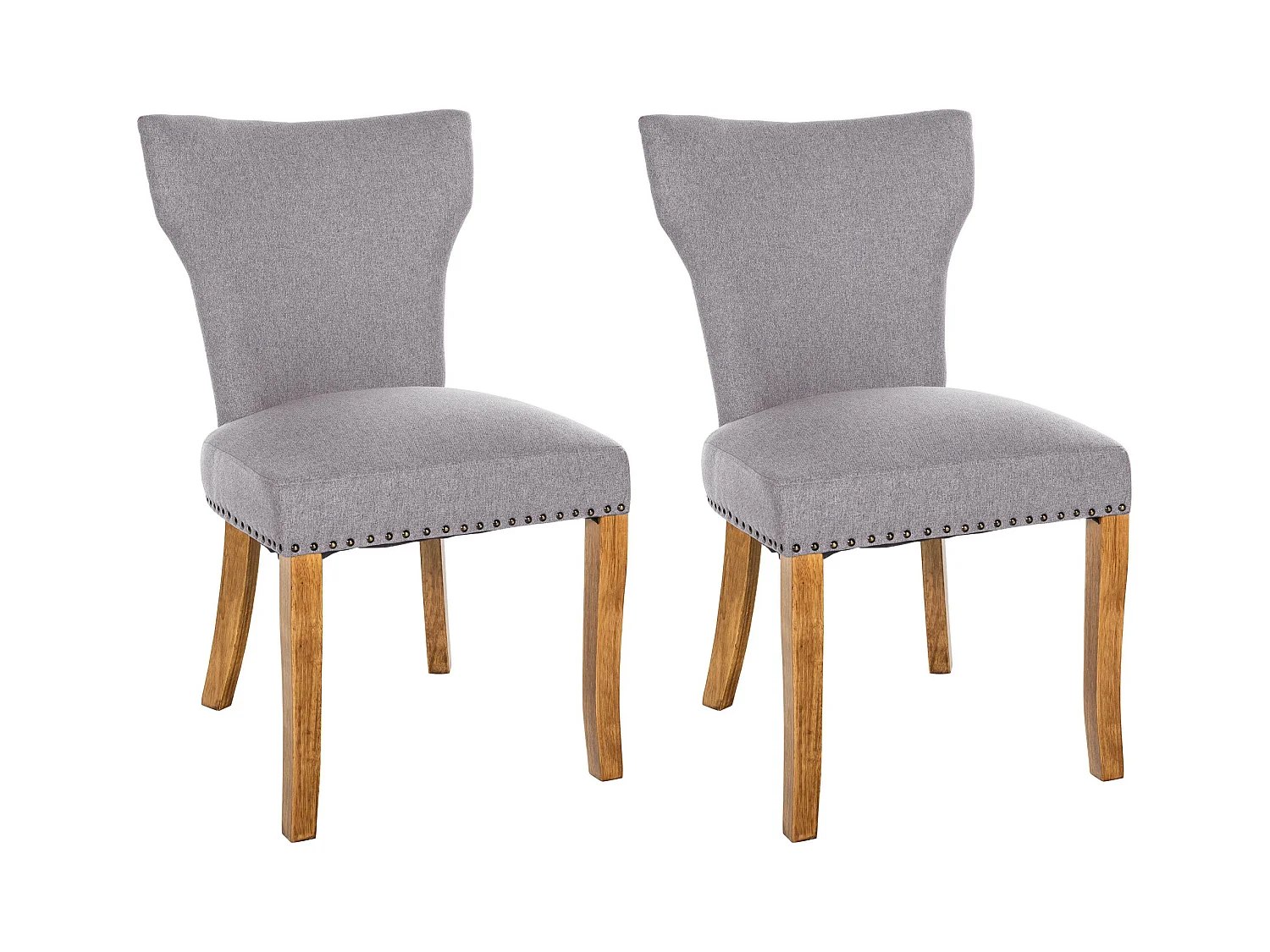 Lot de 2  chaise salle à manger - Tissu & Antique clair - Gris - Zadar