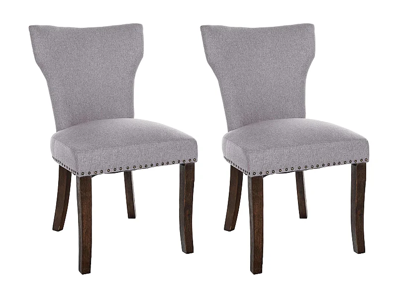 Lot de 2  chaise salle à manger - Tissu & Antique foncé - Gris - Zadar