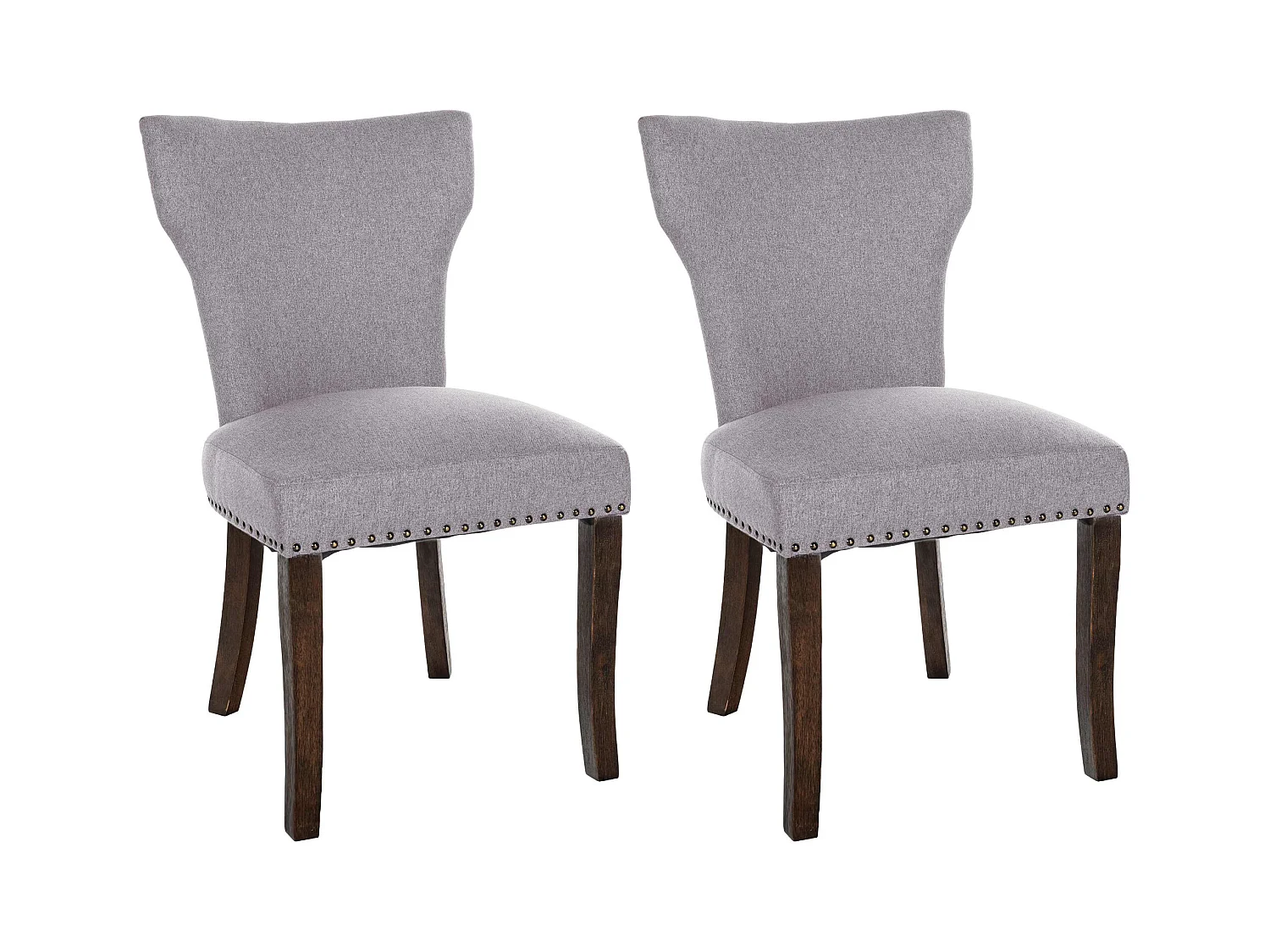 Lot de 2  chaise salle à manger - Tissu & Antique foncé - Gris - Zadar