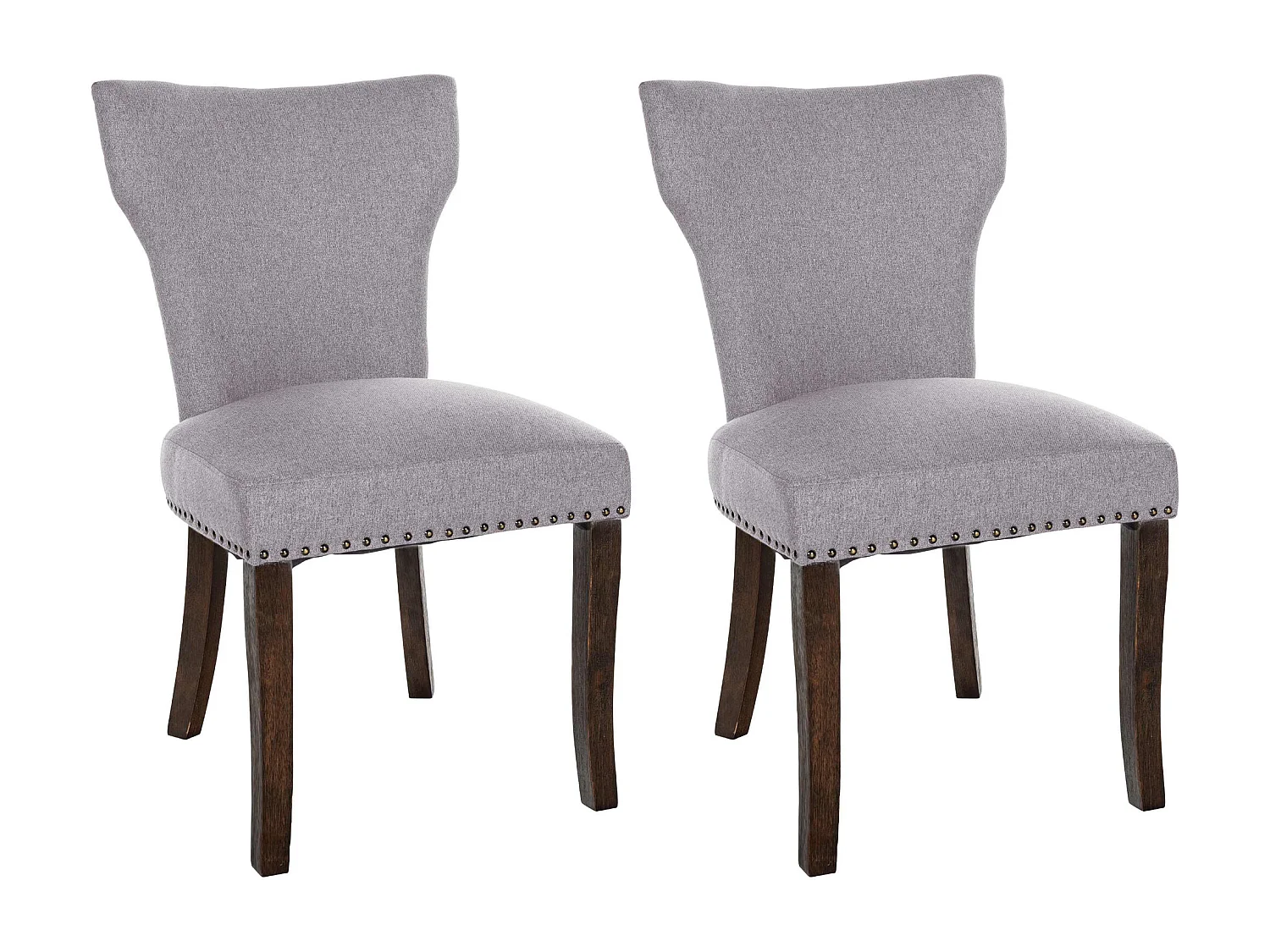 Lot de 2  chaise salle à manger - Tissu & Antique foncé - Gris - Zadar