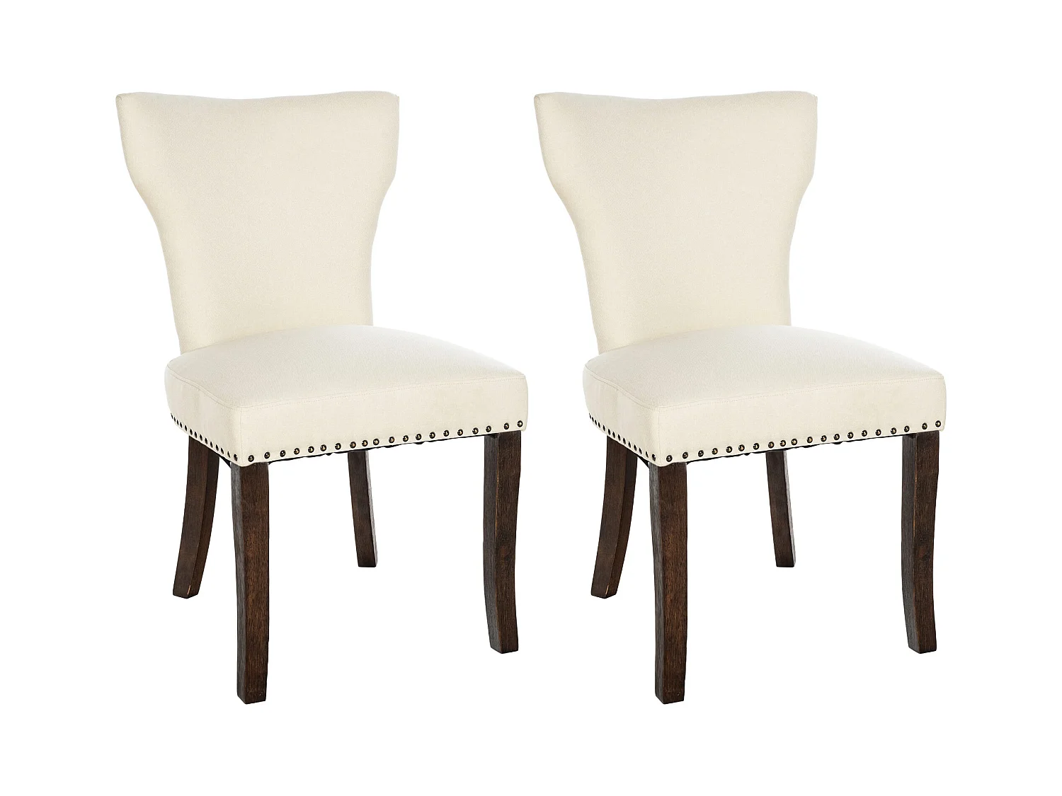 Lot de 2  chaise salle à manger - Tissu & Antique foncé - Crème - Zadar