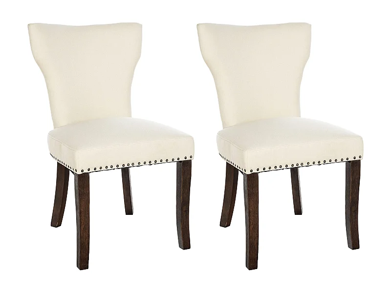 Lot de 2  chaise salle à manger - Tissu & Antique foncé - Crème - Zadar
