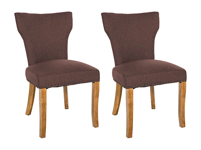 Lot de 2  chaise salle à manger - Tissu & Antique clair - Marron - Zadar