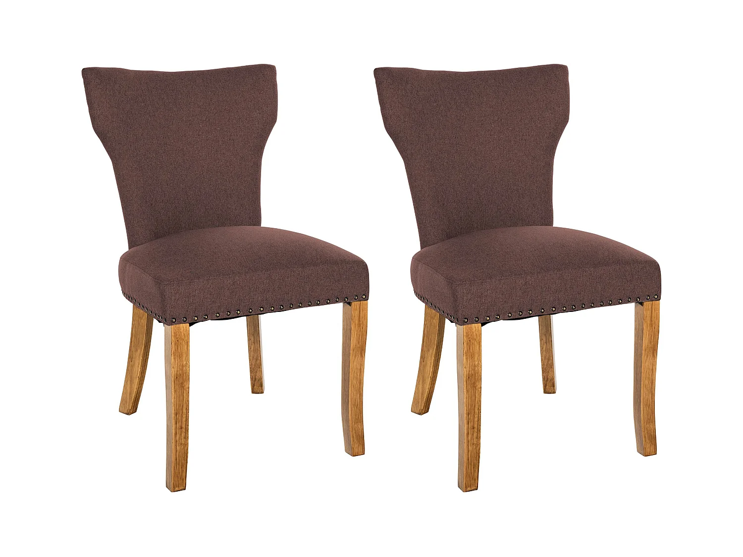 Lot de 2  chaise salle à manger - Tissu & Antique clair - Marron - Zadar