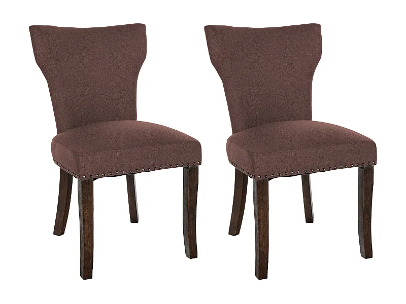 Lot de 2  chaise salle à manger - Tissu & Antique foncé - Marron - Zadar