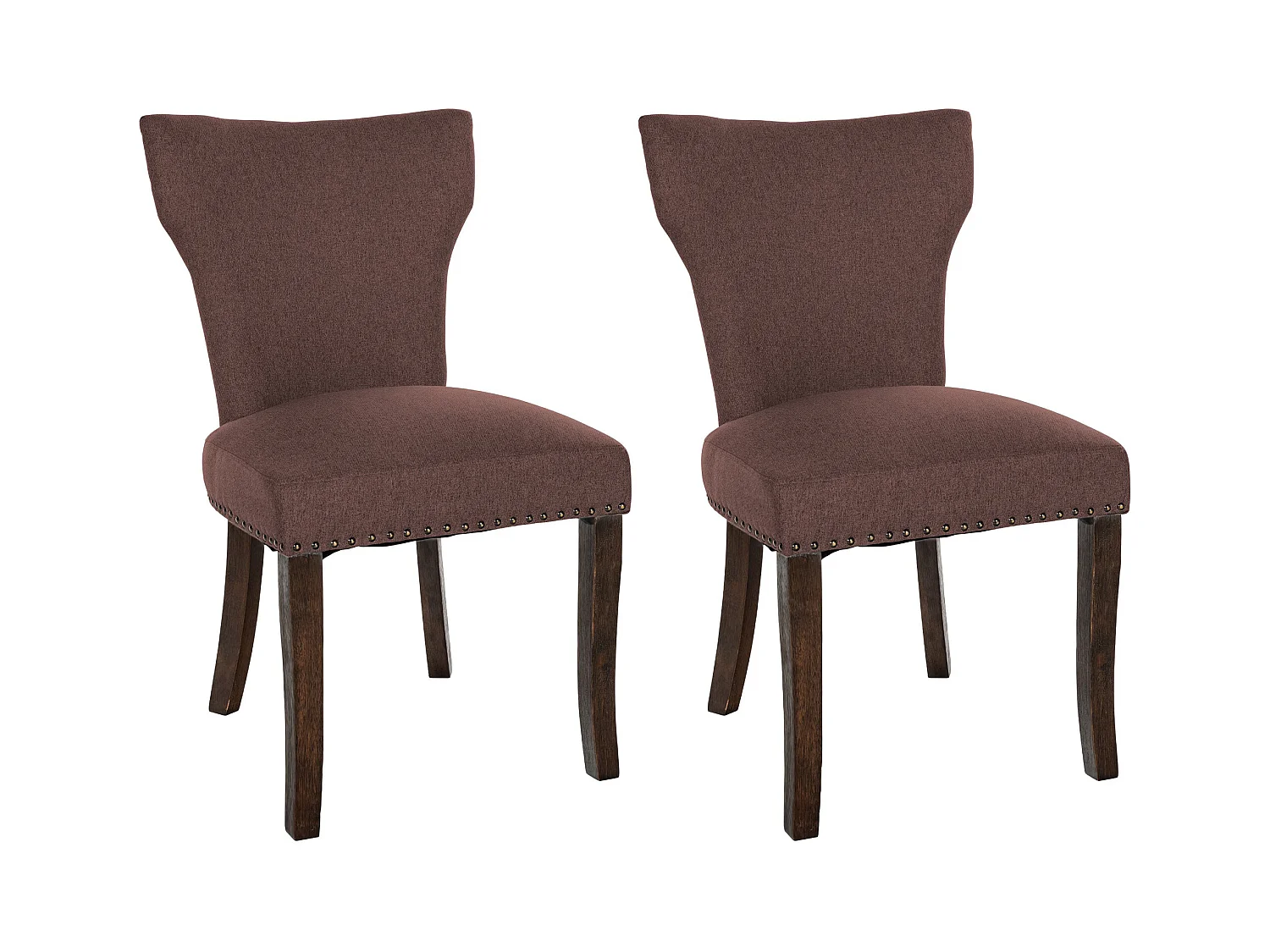 Lot de 2  chaise salle à manger - Tissu & Antique foncé - Marron - Zadar