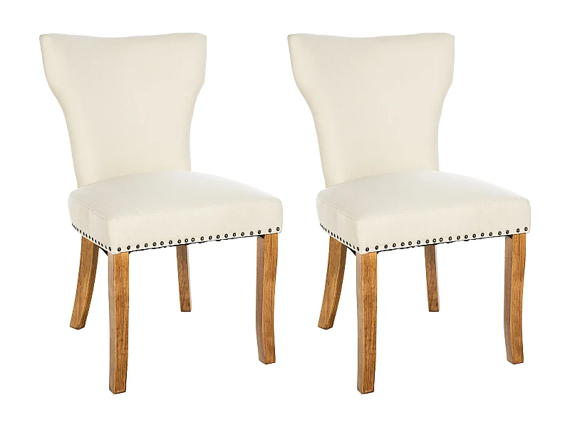Lot de 2  chaise salle à manger - Tissu & Antique clair - Crème - Zadar