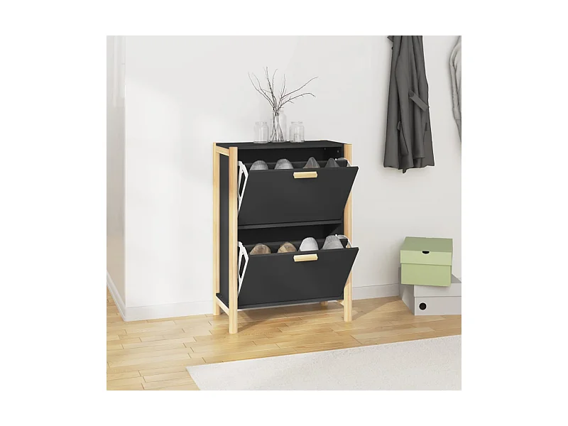 Schuhschrank Schwarz 57,5x33x80 cm Holzwerkstoff