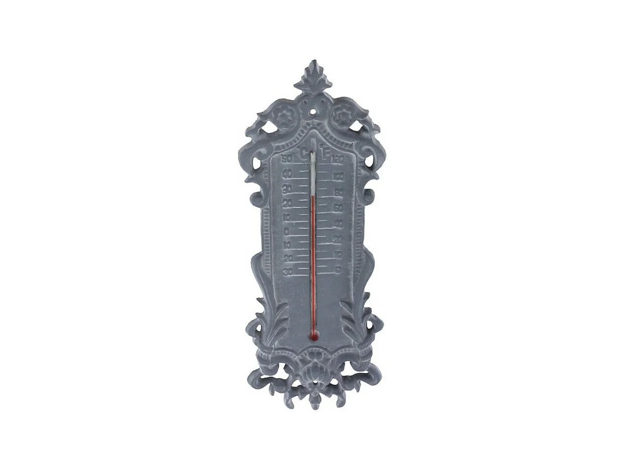 Grand thermomètre extérieur décoratif vintage fonte grise 37cm