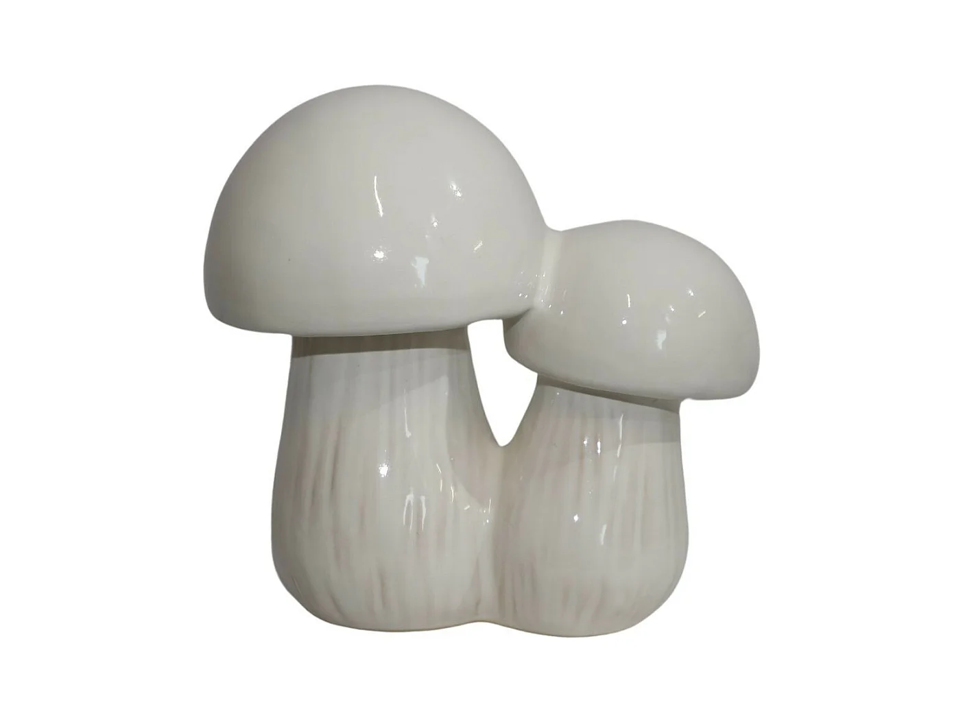 Champignons double en céramique émaillée blanche 22 x 13 x 21.5cm