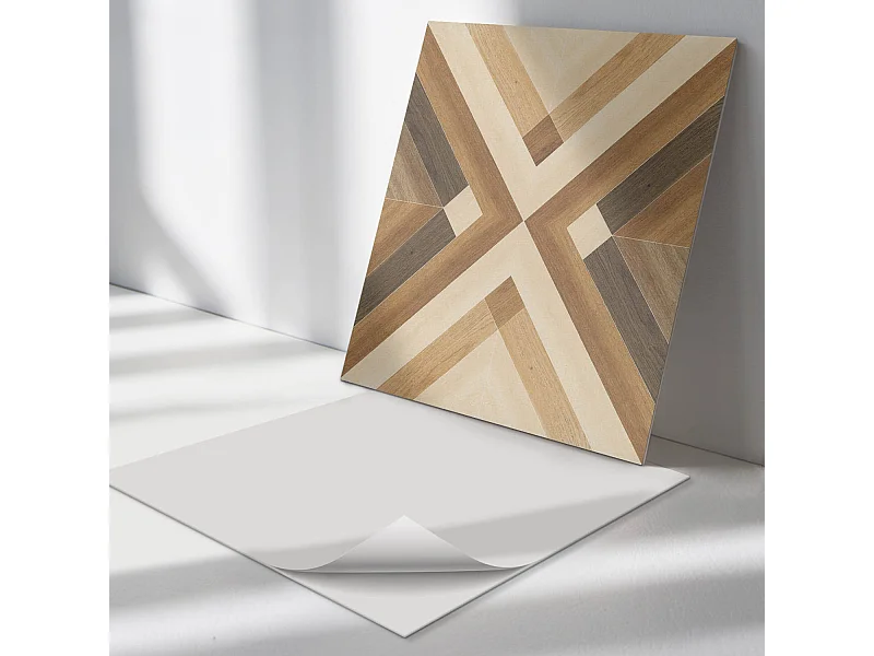 Wandpaneel selbstklebend, Wandverkleidung innen - 4 x 50 x 50 cm - Geometrisches Karomuster