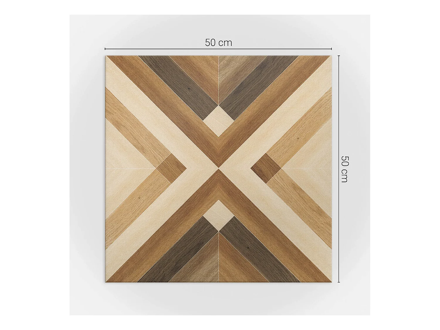 Wandpaneel selbstklebend, Wandverkleidung innen - 4 x 50 x 50 cm - Geometrisches Karomuster