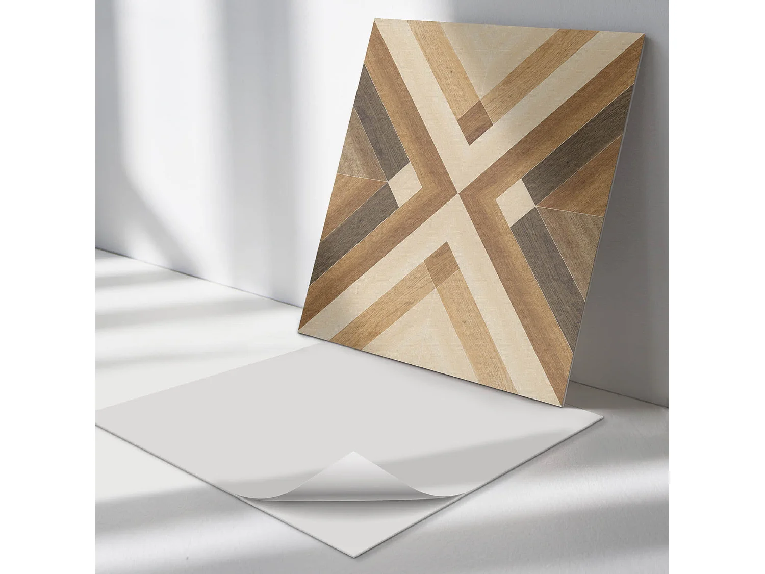 Wandpaneel selbstklebend, Wandverkleidung innen - 4 x 50 x 50 cm - Geometrisches Karomuster