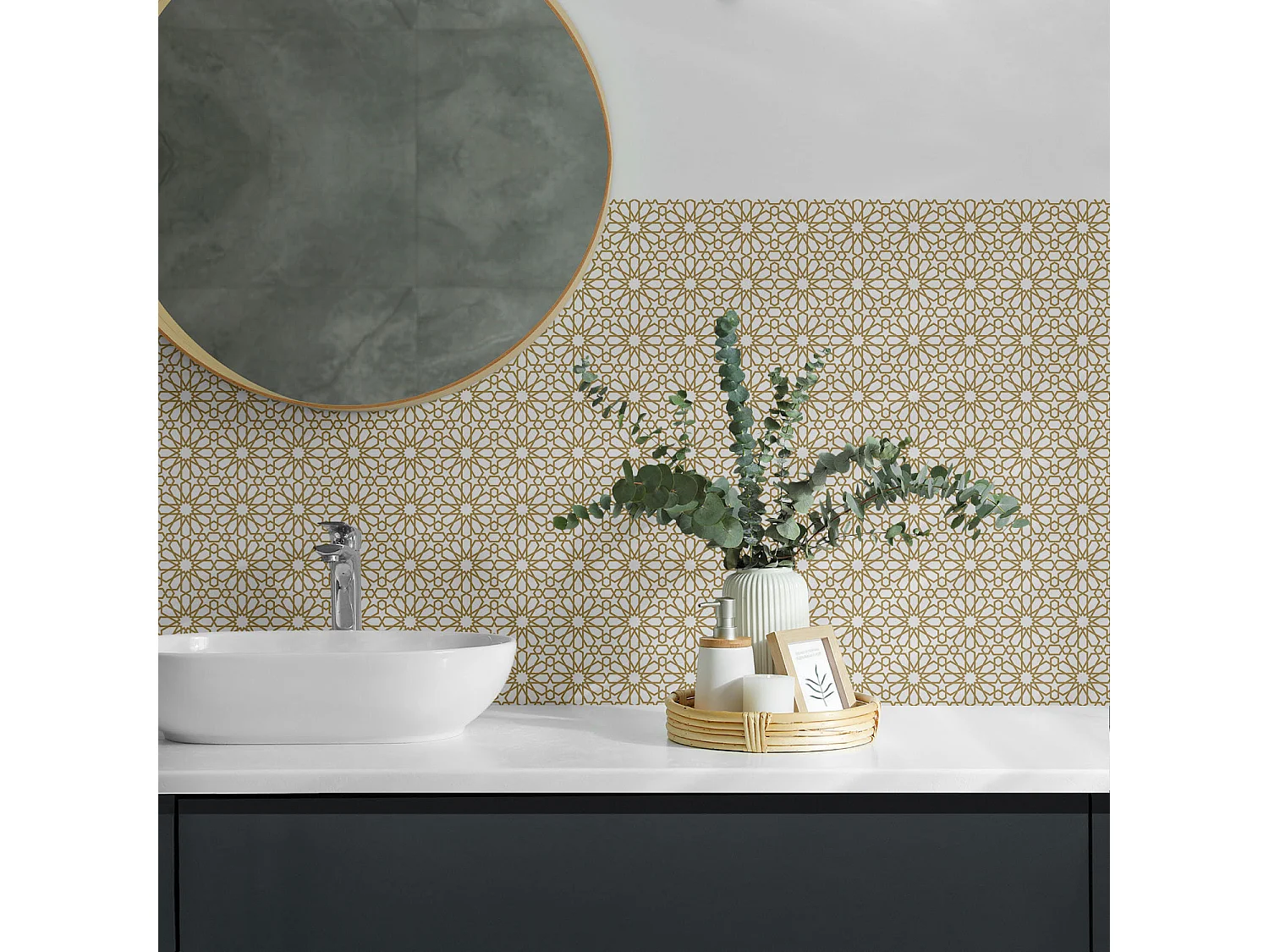 Selbstklebende Wandfliesen, Wandverkleidung innen - 20x20x20 - Geometrisches Muster mit Sternen