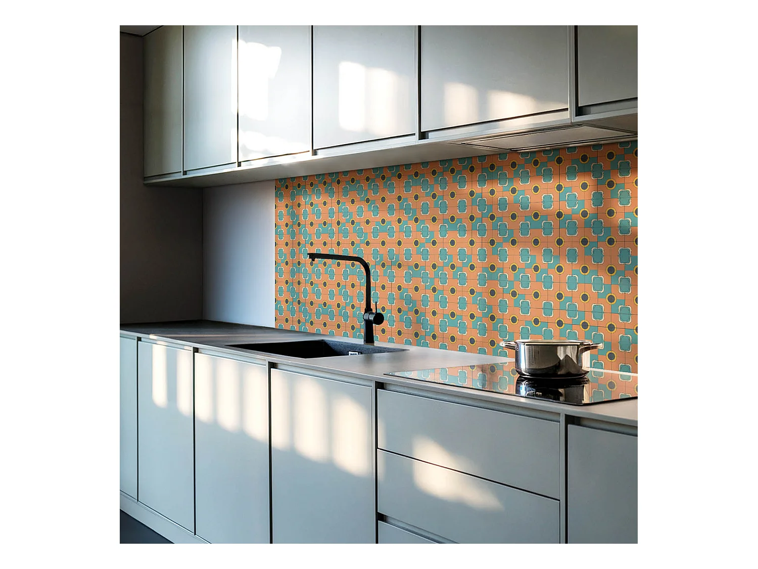 Carreaux autocollants PVC, Carrelage PVC adhésif - 9x30x30 - Motif géométrique abstrait