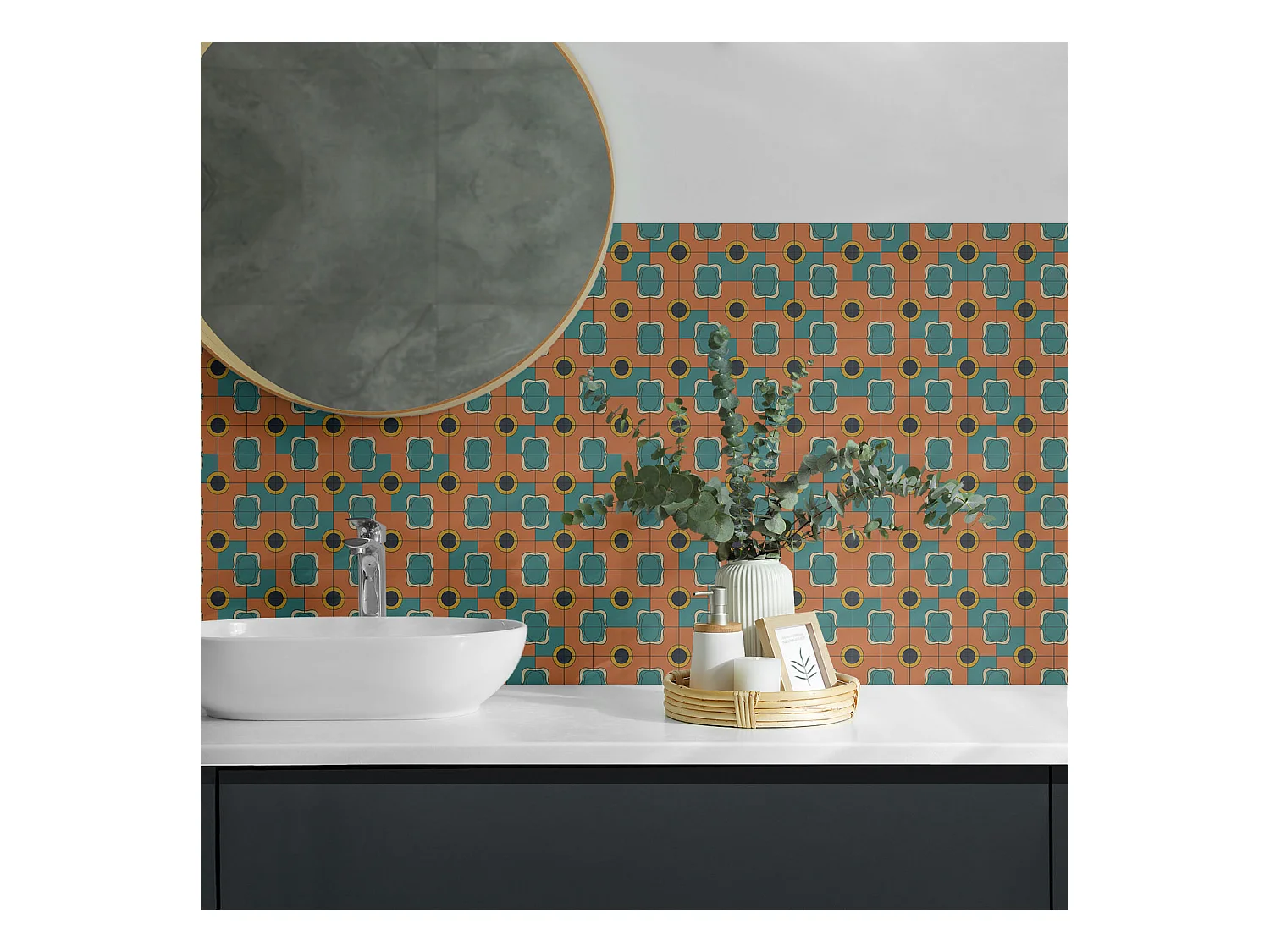 Carreaux autocollants PVC, Carrelage PVC adhésif - 9x30x30 - Motif géométrique abstrait