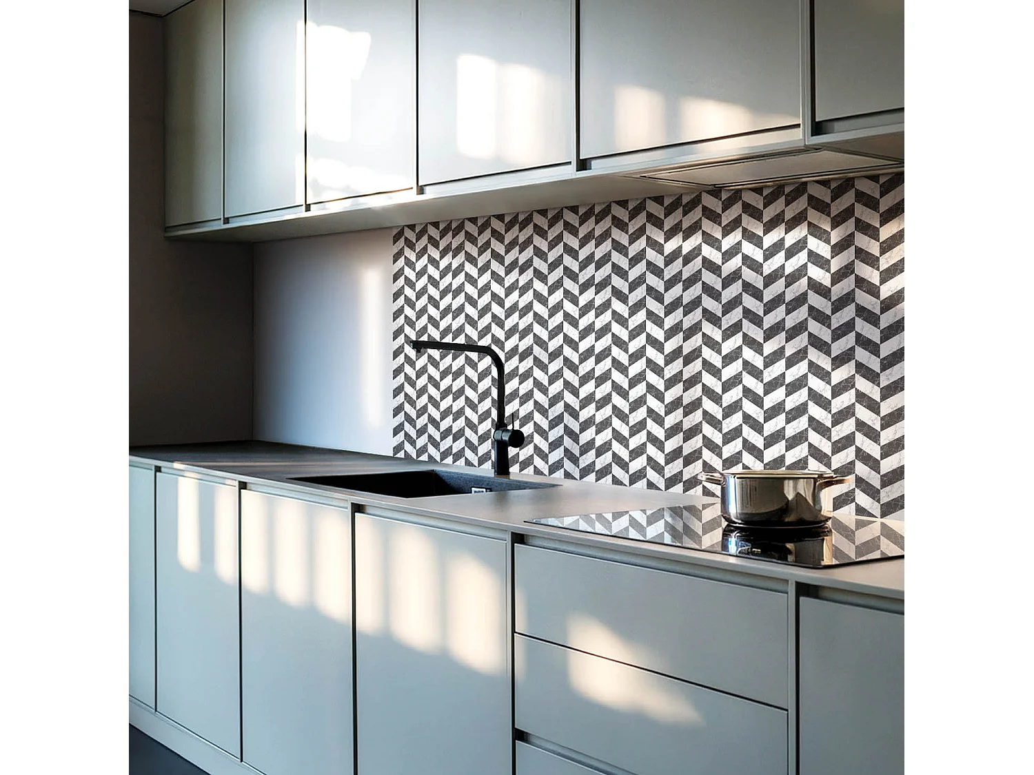 Selbstklebende Wandfliesen, Wandverkleidung innen - 20x20x20 - Marmor-Fischgrätenmuster