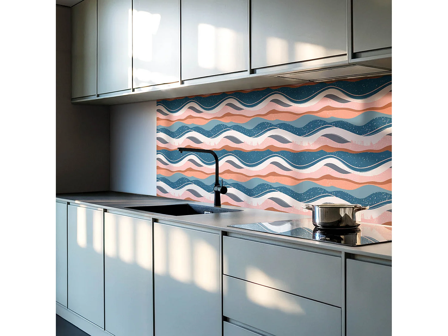 Carreaux autocollants PVC, Carrelage PVC adhésif - 9x30x30 - Vagues dans des motifs abstraits