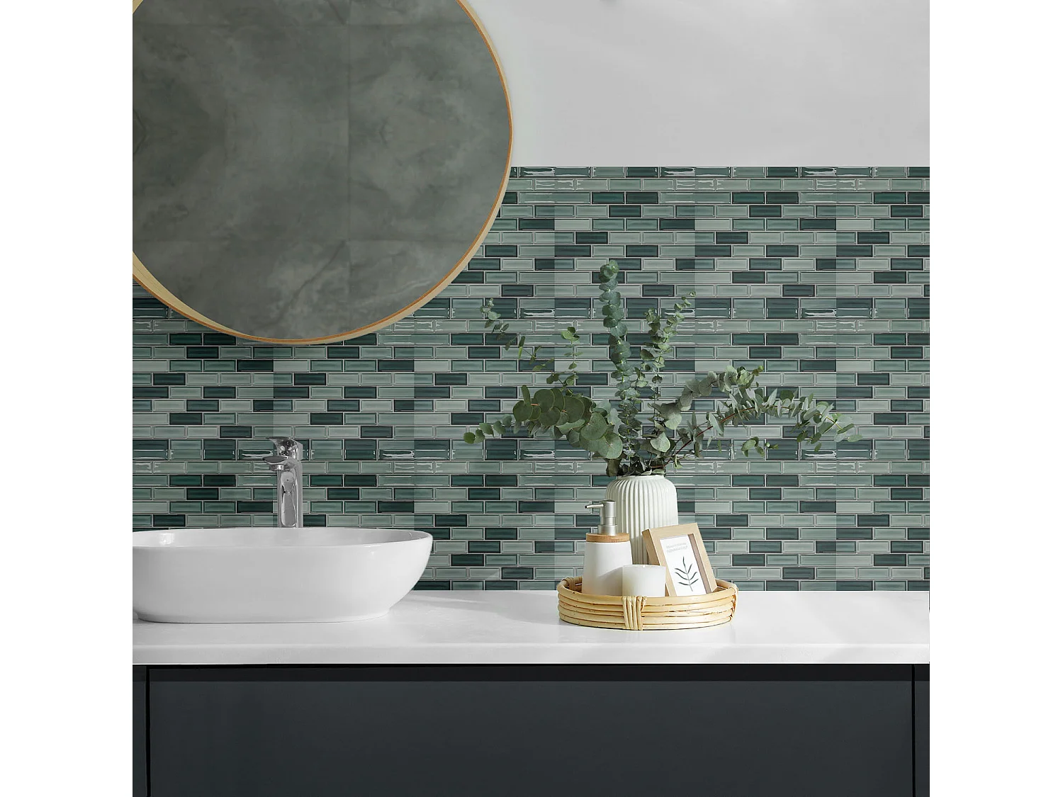 Selbstklebende Wandfliesen, Wandverkleidung innen - 20x20x20 - Rechteckiges Mosaik in Farbtönen