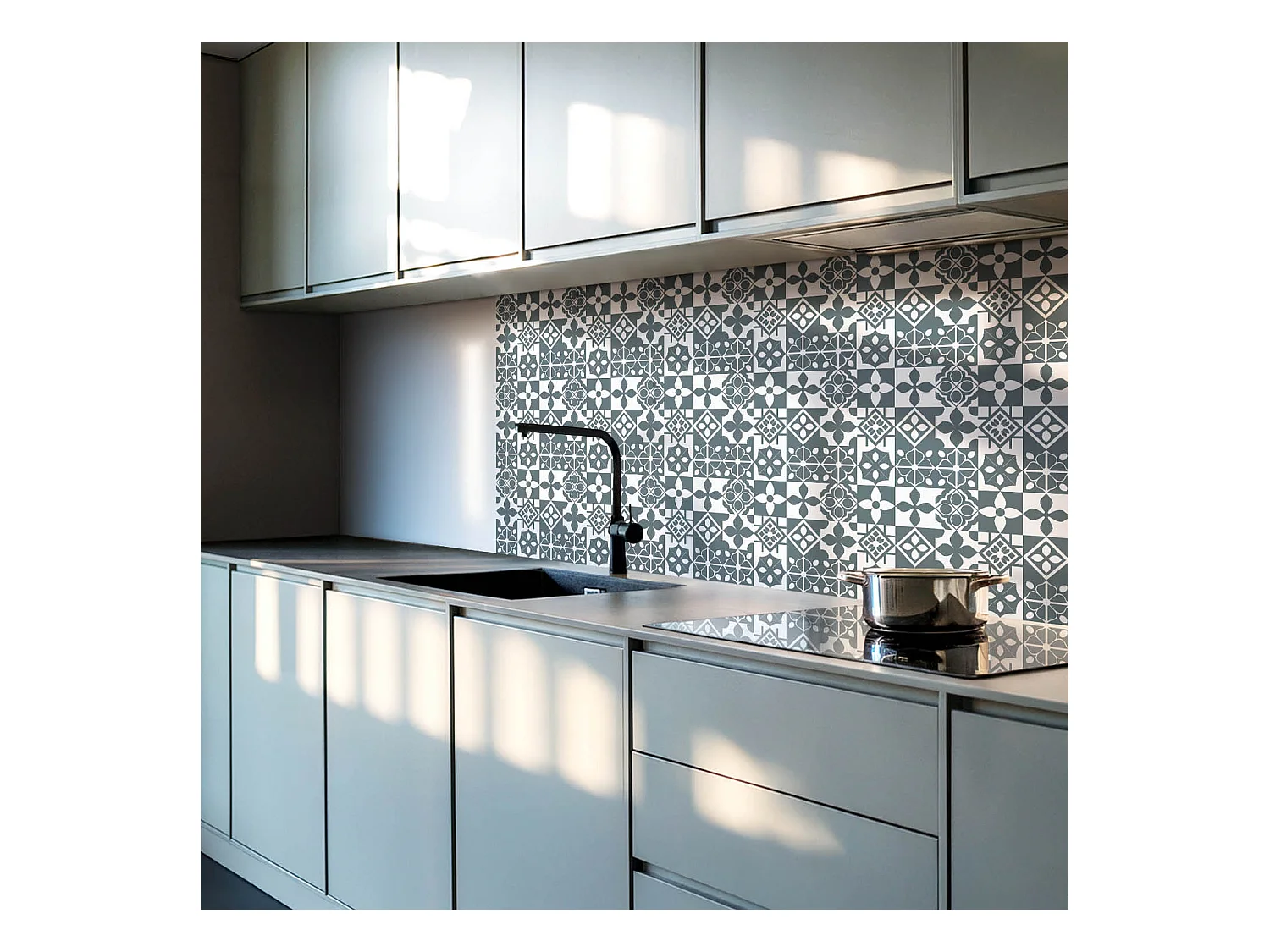 Carreaux autocollants PVC, Carrelage PVC adhésif - 20x20x20 - Motifs géométriques dans les carreaux