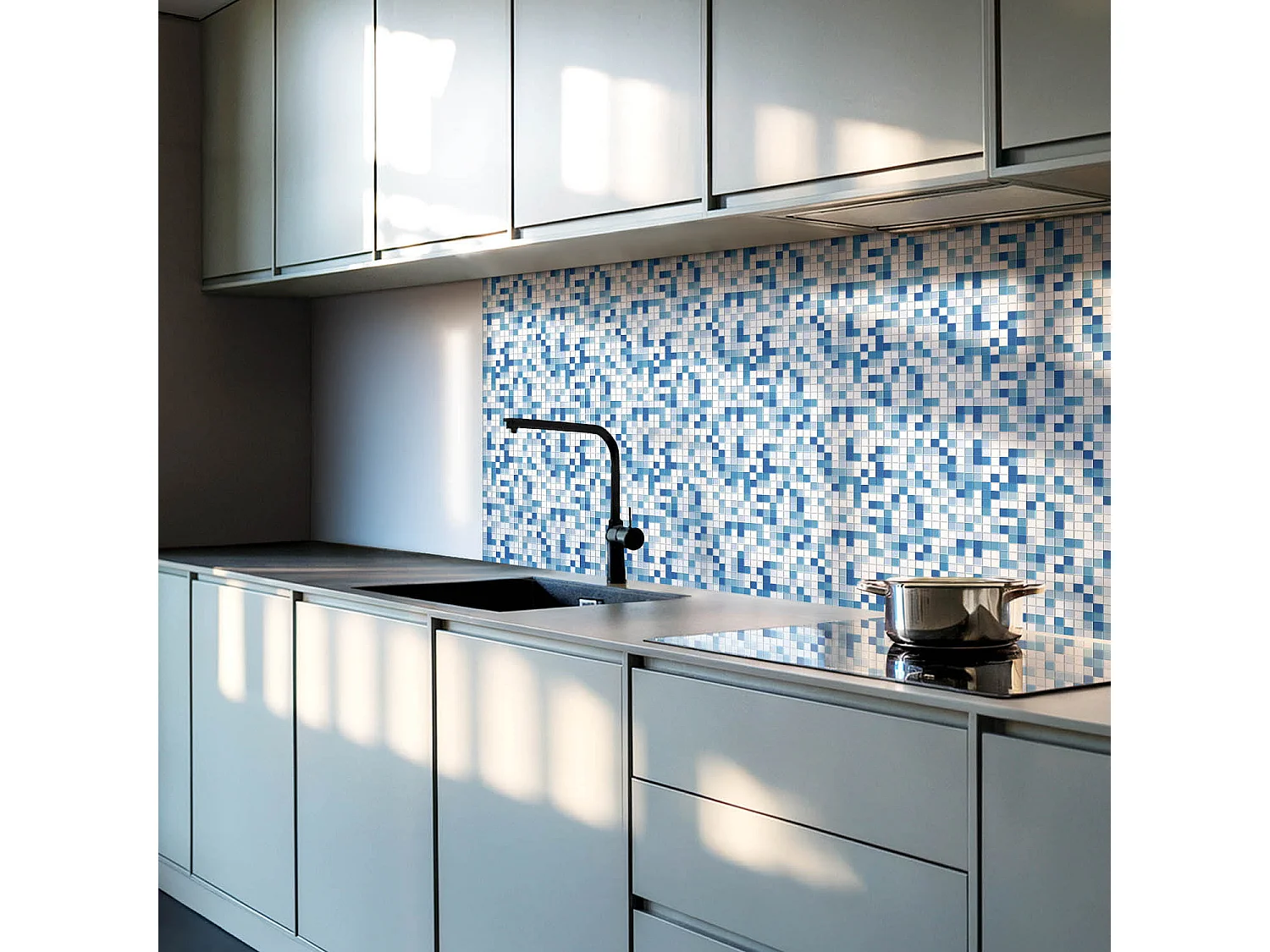 Selbstklebende Wandfliesen, Wandverkleidung innen - 20x20x20 - Mosaik in Blautönen