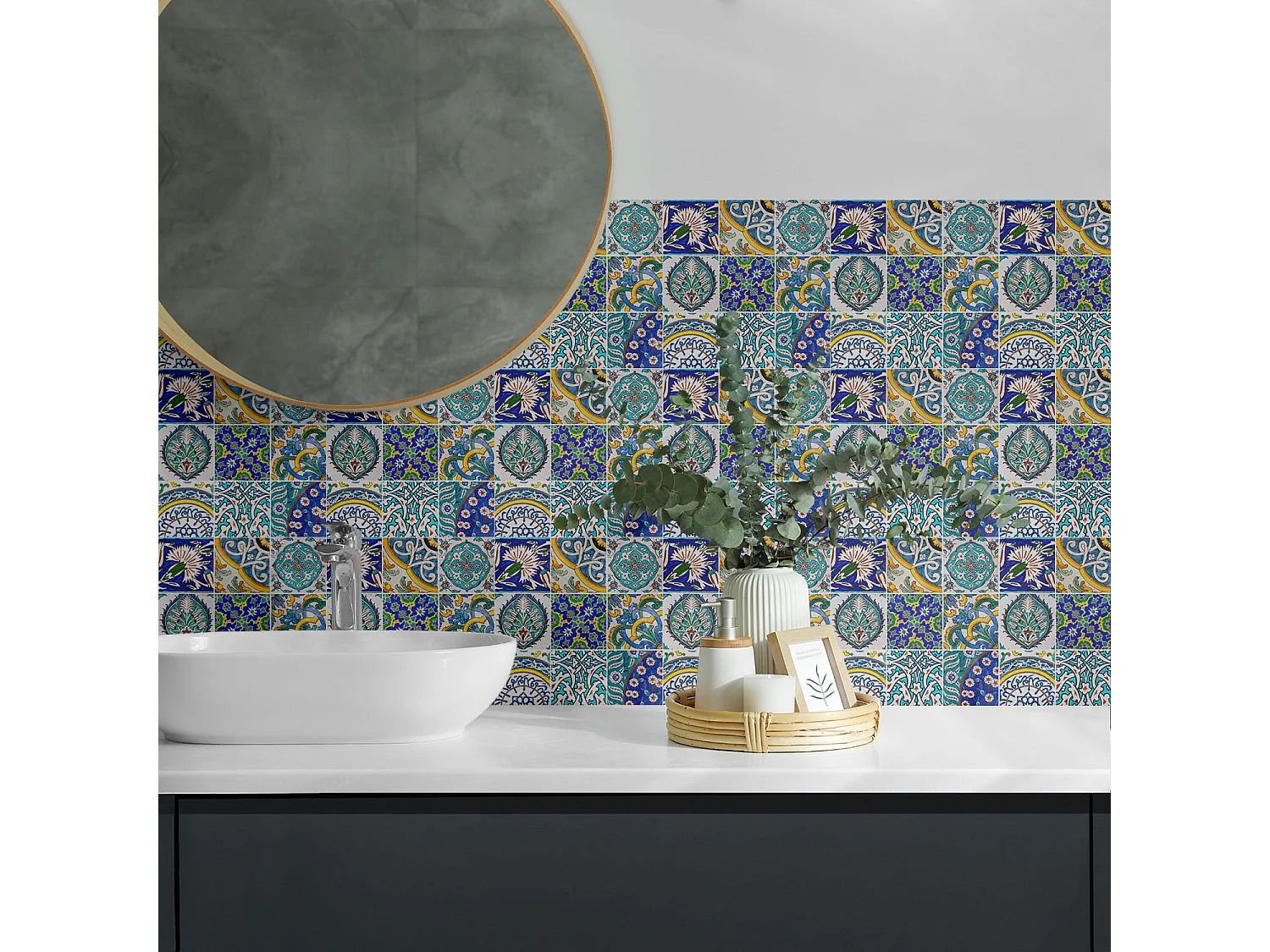 Carreaux autocollants PVC, Carrelage PVC adhésif - 20x20x20 - Motifs céramiques en mosaïque