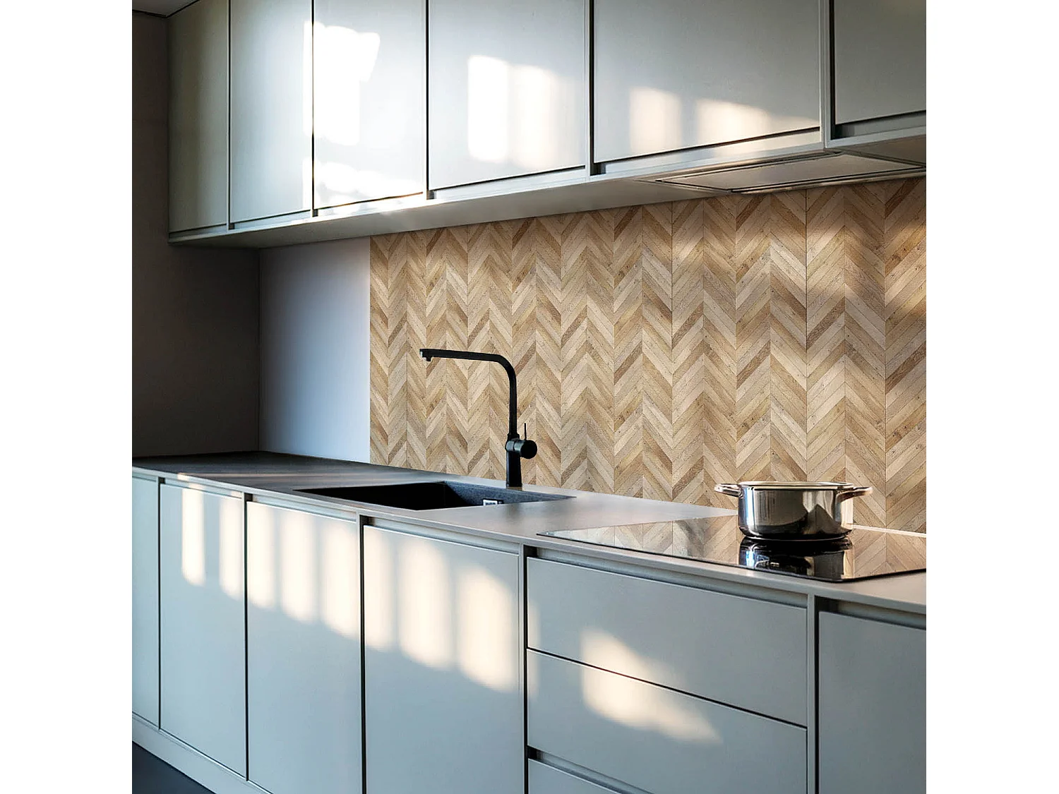 Carreaux autocollants PVC, Carrelage PVC adhésif - 9x30x30 - Motif à chevrons en bois