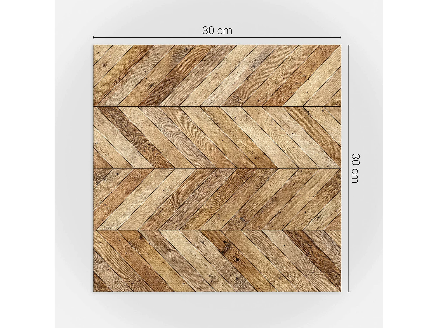 Carreaux autocollants PVC, Carrelage PVC adhésif - 9x30x30 - Motif à chevrons en bois