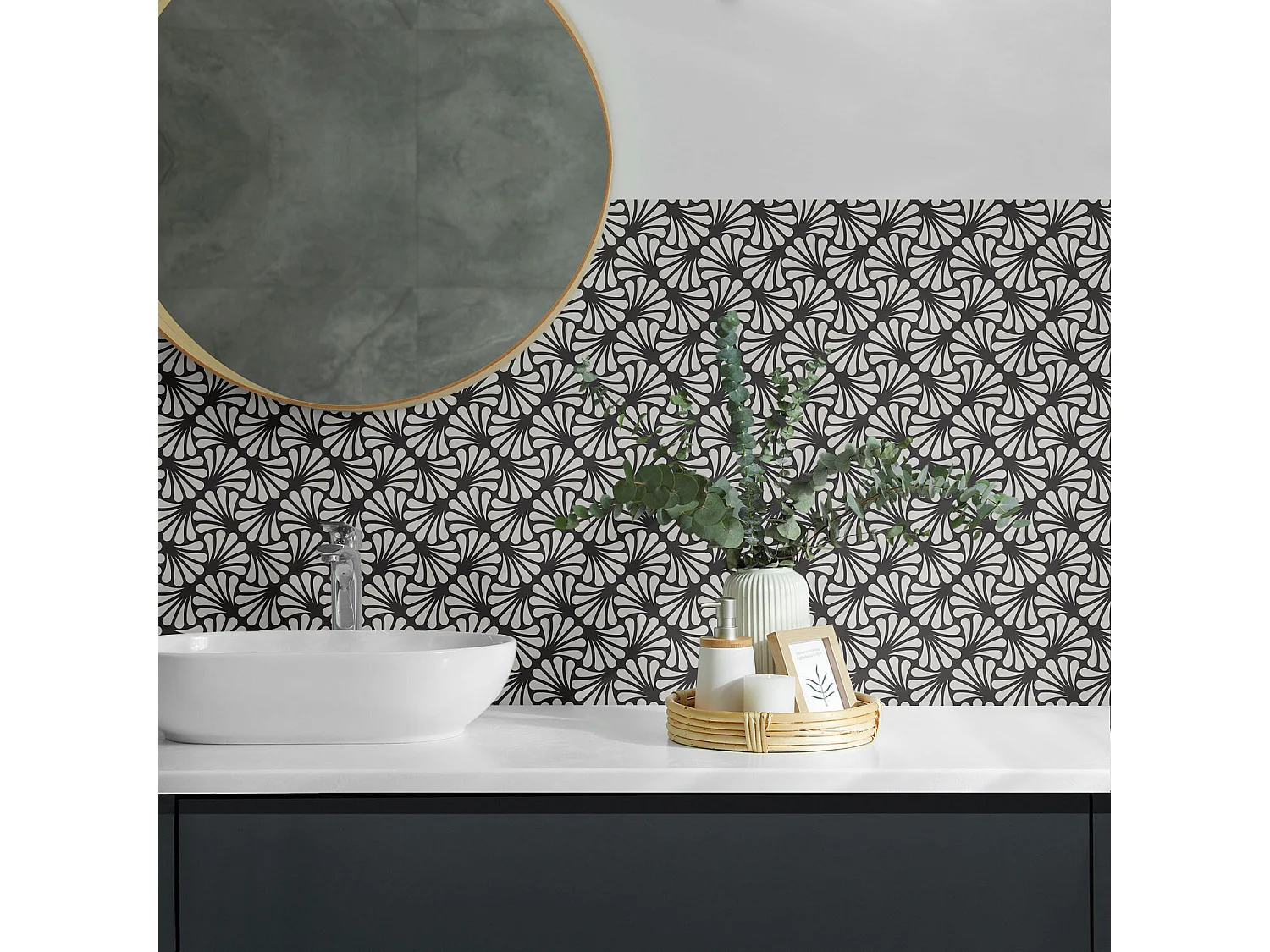 Selbstklebende Wandfliesen, Wandverkleidung innen - 20x20x20 - Stilvolles Blattmuster