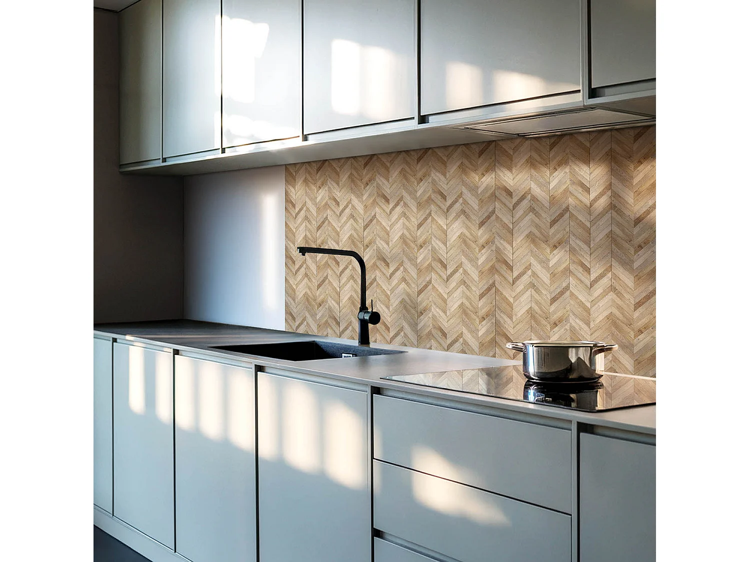 Zelfklevende wandtegels, wandbekleding, PVC wandtegels - 20x20x20 - Houten visgraatpatroon