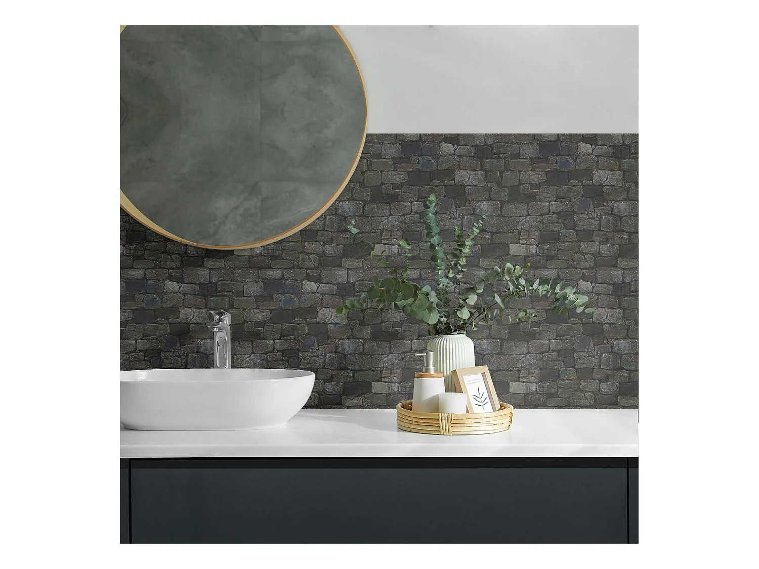 Carreaux autocollants PVC, Carrelage PVC adhésif - 9x30x30 - Texture de mur en pierre