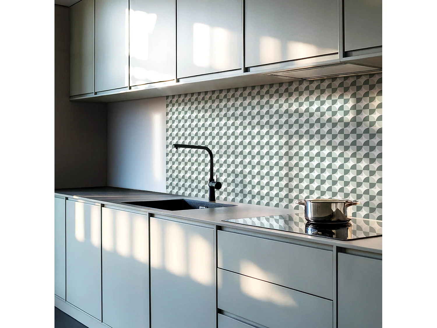 Selbstklebende Wandfliesen, Wandverkleidung innen - 20x20x20 - Geometrie von Kreisen und Quadraten