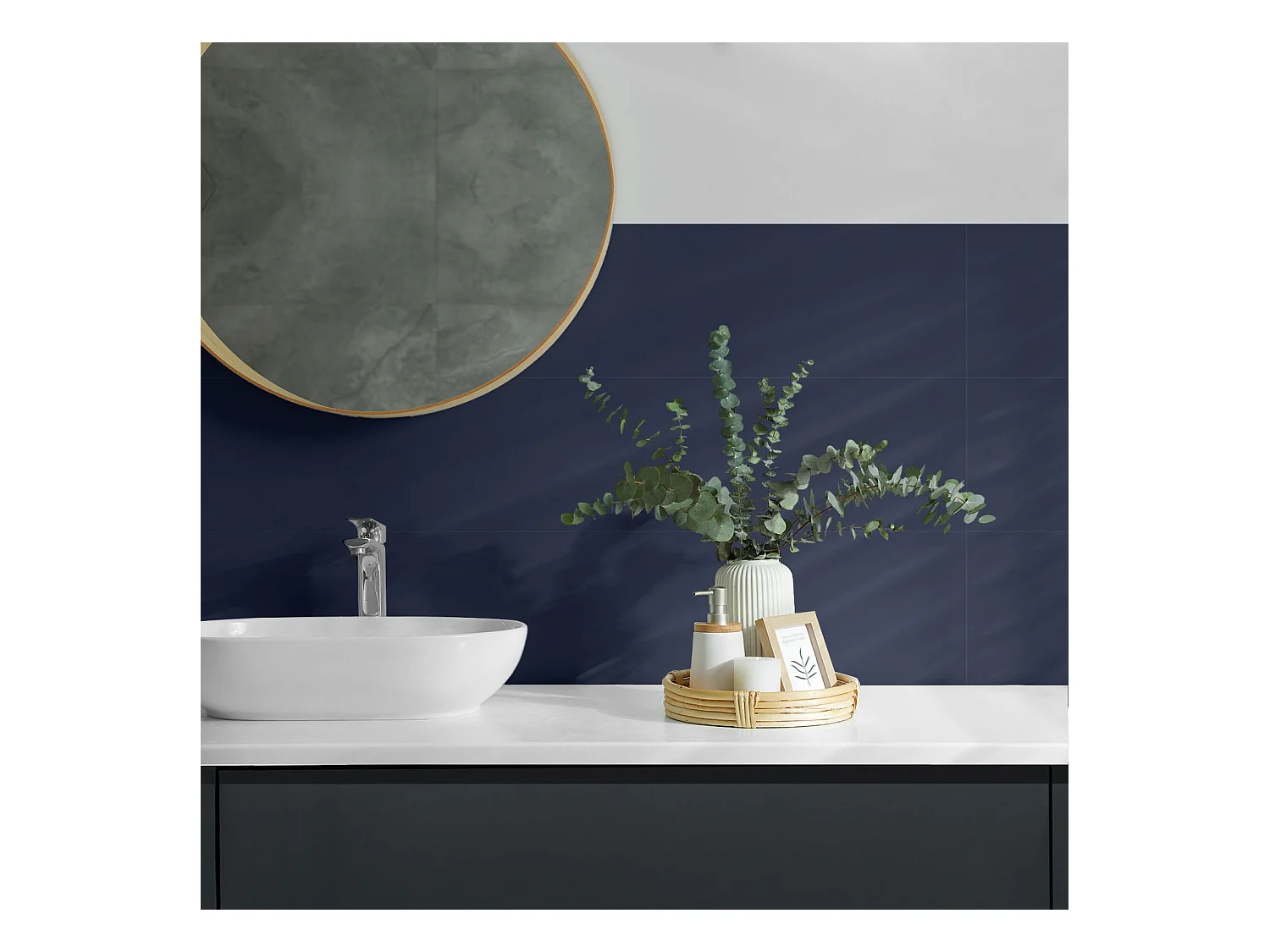 Selbstklebende Wandfliesen, Wandverkleidung innen - 20x20x20 - Dunkle marineblaue Farbe