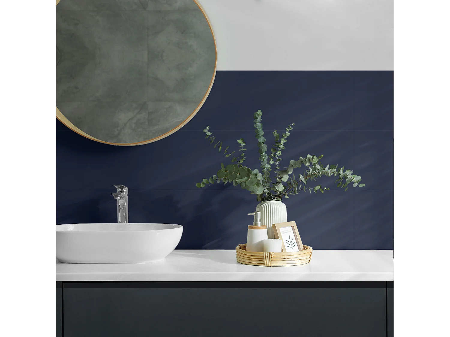 Carreaux autocollants PVC, Carrelage PVC adhésif - 20x20x20 - Couleur bleu marine foncé