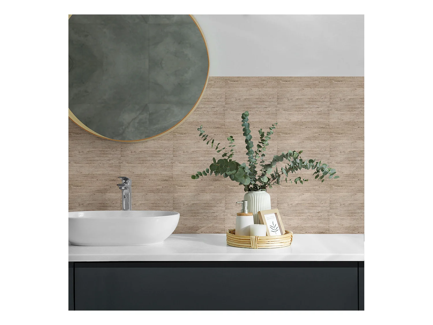 Carreaux autocollants PVC, Carrelage PVC adhésif - 20x20x20 - Texture bois naturel