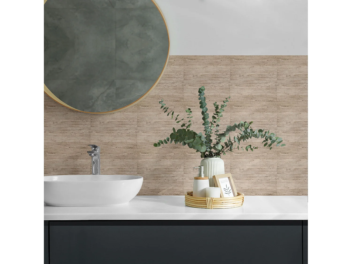 Selbstklebende Wandfliesen, Wandverkleidung innen - 20x20x20 - Natürliche Holzstruktur