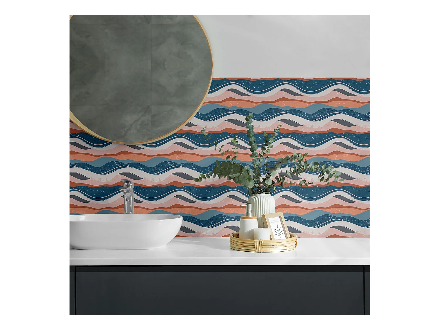 Selbstklebende Wandfliesen, Wandverkleidung innen - 20x20x20 - Wellen in abstrakten Mustern