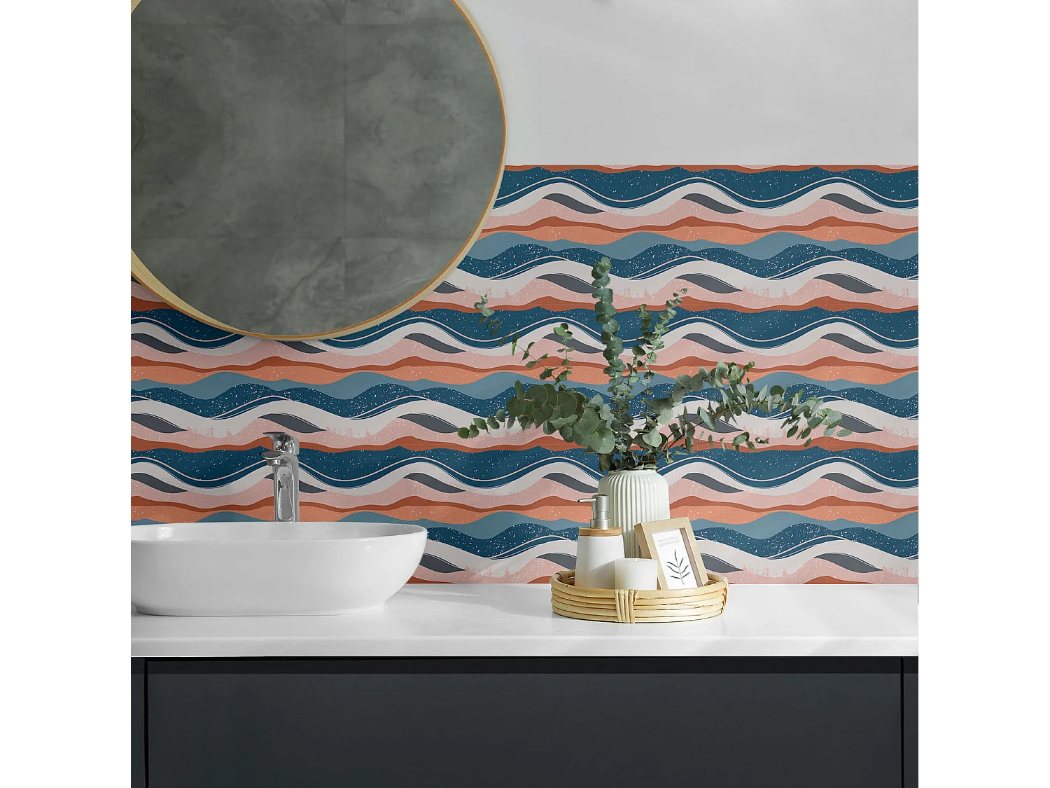 Piastrelle in vinile, piastrelle in PVC - 20x20x20 - Onde in modelli astratti