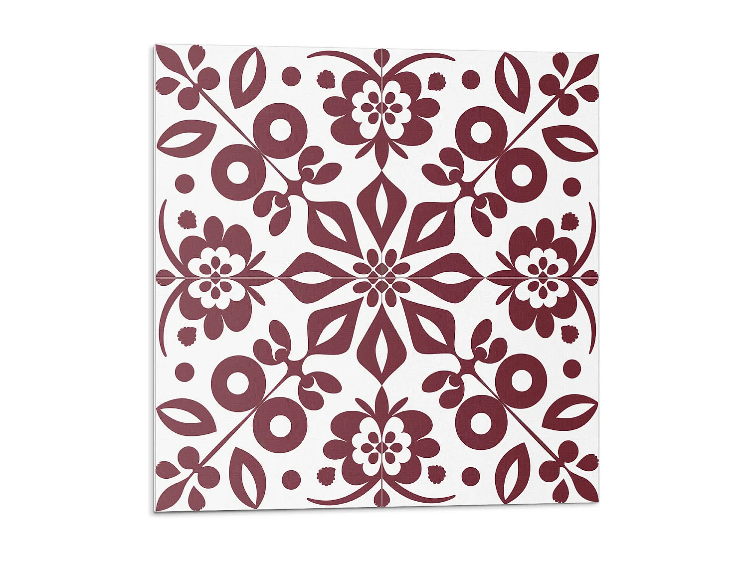 Carreaux autocollants PVC, Carrelage PVC adhésif - 20x20x20 - Motif floral avec des feuilles