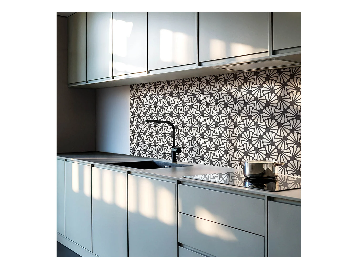 Carreaux autocollants PVC, Carrelage PVC adhésif - 9x30x30 - Motif de feuilles élégant