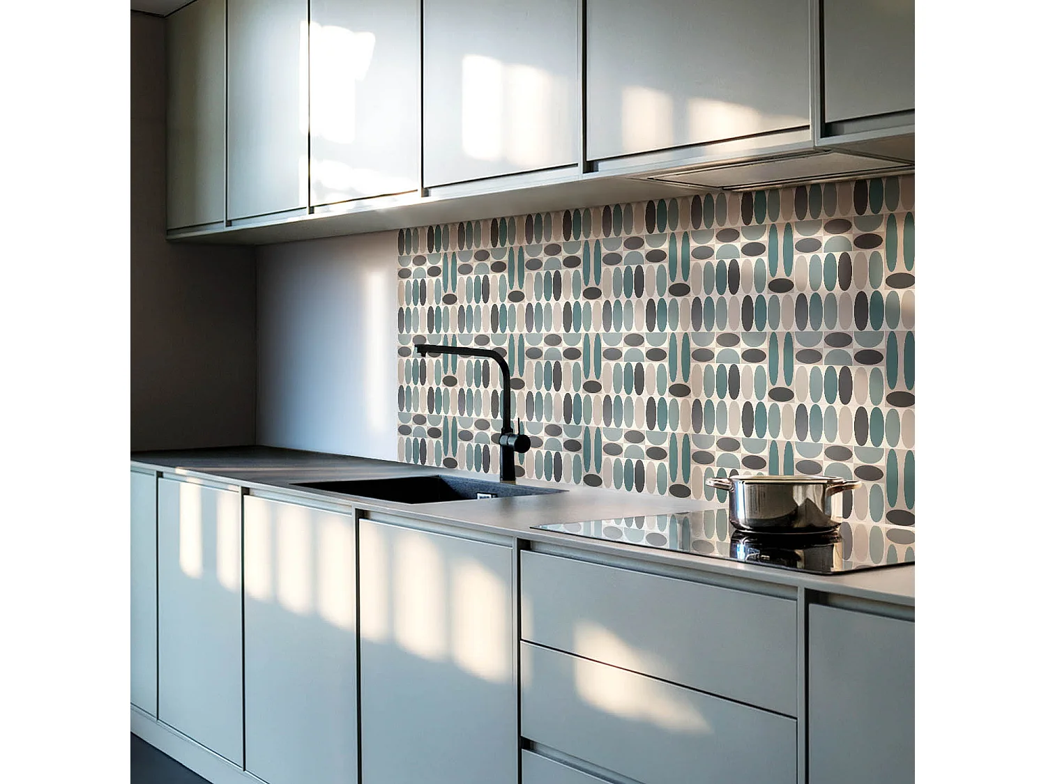 Selbstklebende Wandfliesen, Wandverkleidung innen - 20x20x20 - Muster aus ovalen Formen